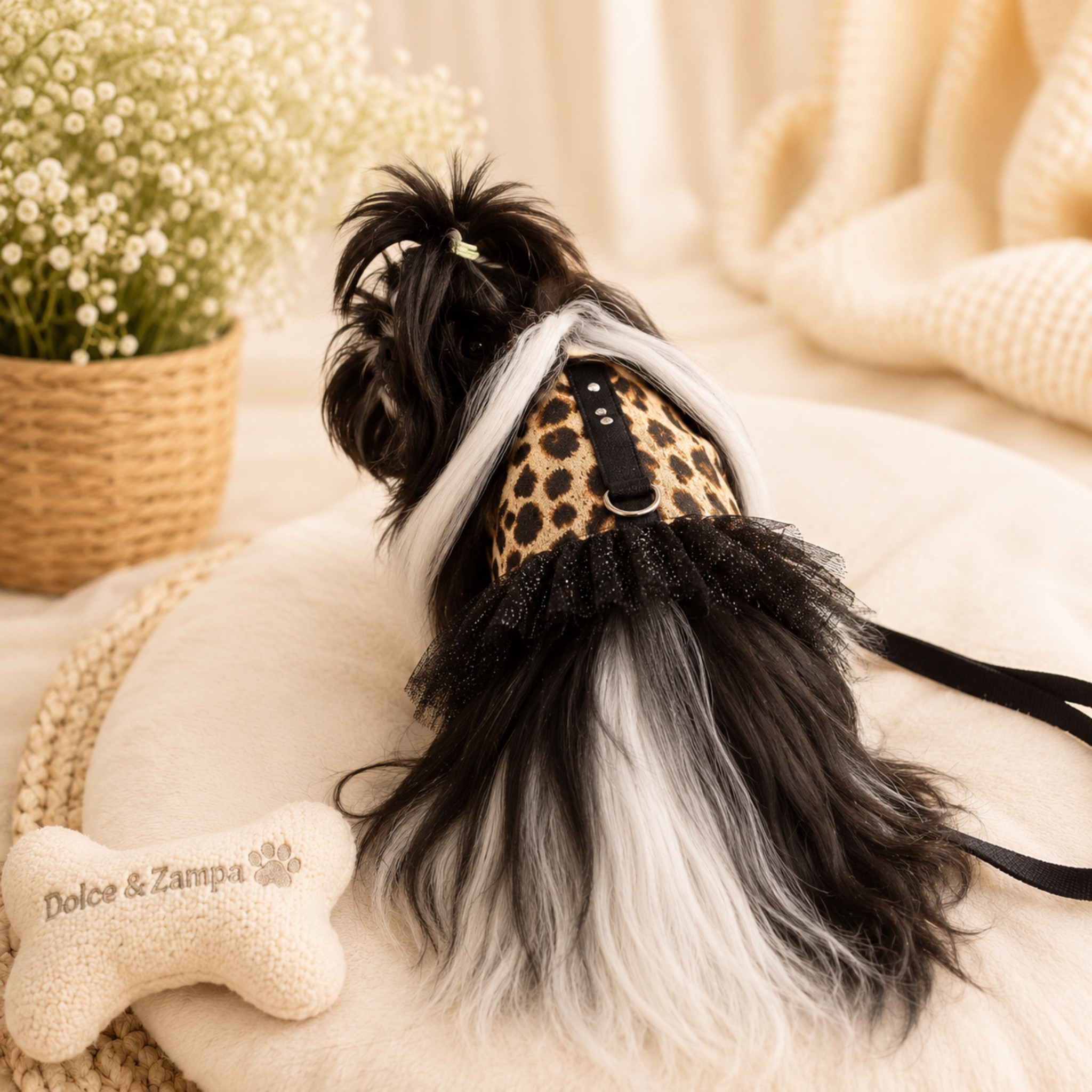 Pettorina Fashion Leopard con Tutù per Cani